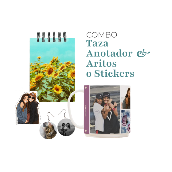 Producto - Taza + Anotador + Aritos o Sticker