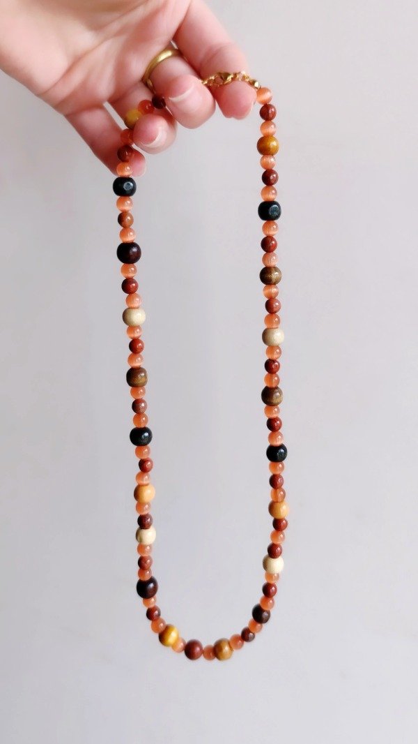 Producto - Collar ALINA Jaspe Rojo y Ojo de Gato