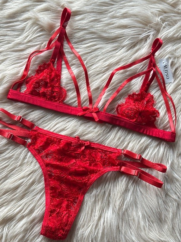 Producto - ART SIDNEY CONJUNTO CALADO ROJO