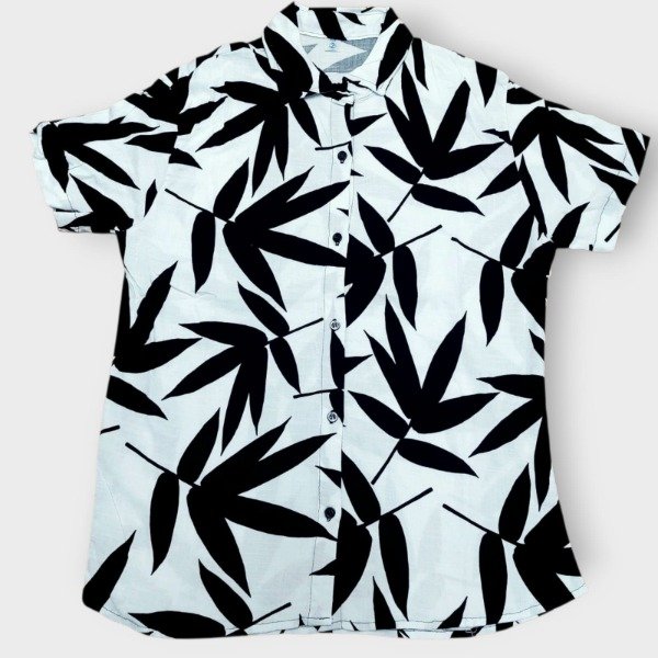 Producto - Camisa de hombre lino hojas negras T2 T5