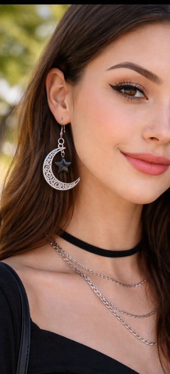 Producto - Aros luna estrella negra