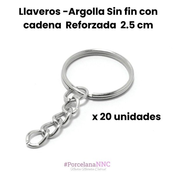 Producto - Llaveros Argolla Sin fin con cadena x20 un 2.5 cm