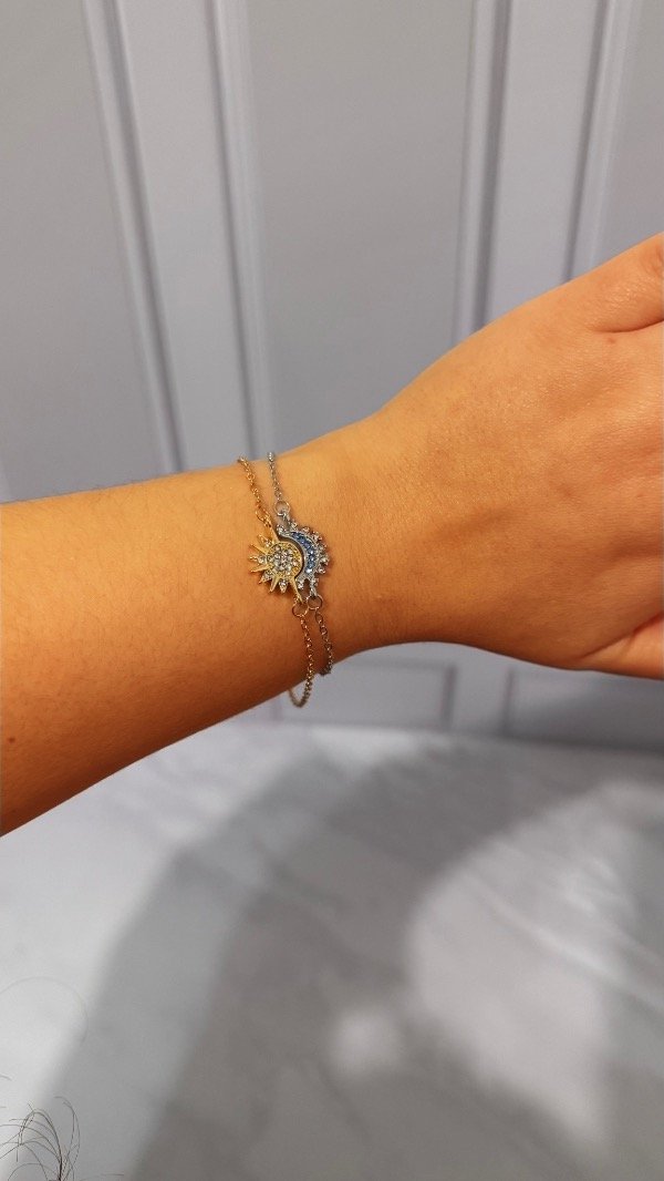 Producto - Pulseras sol y luna dorada y plateada