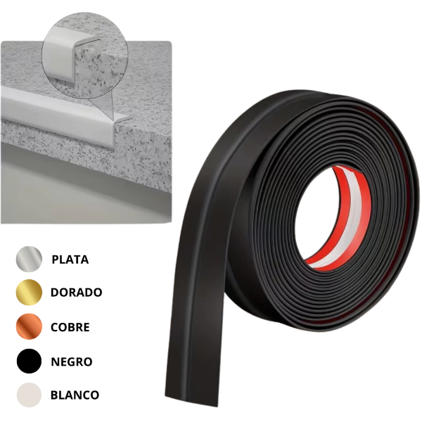 Producto - Moldura Tapa-canto Doble Autoadhesiva 20 mm x 10 mts Negro