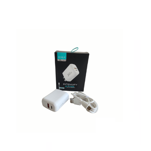Producto - Cargador XAEA INTENSIFY Entrada USB Y TIPO C con cable tipo C 30W