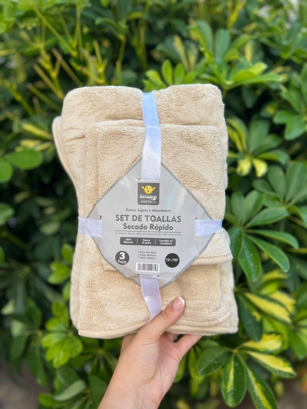 Producto - toallon 3 piezas liso crudo