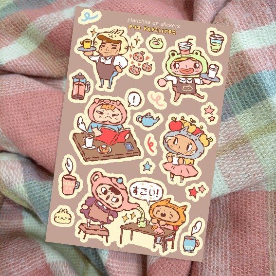 Producto - planchita de stickers "baristas"