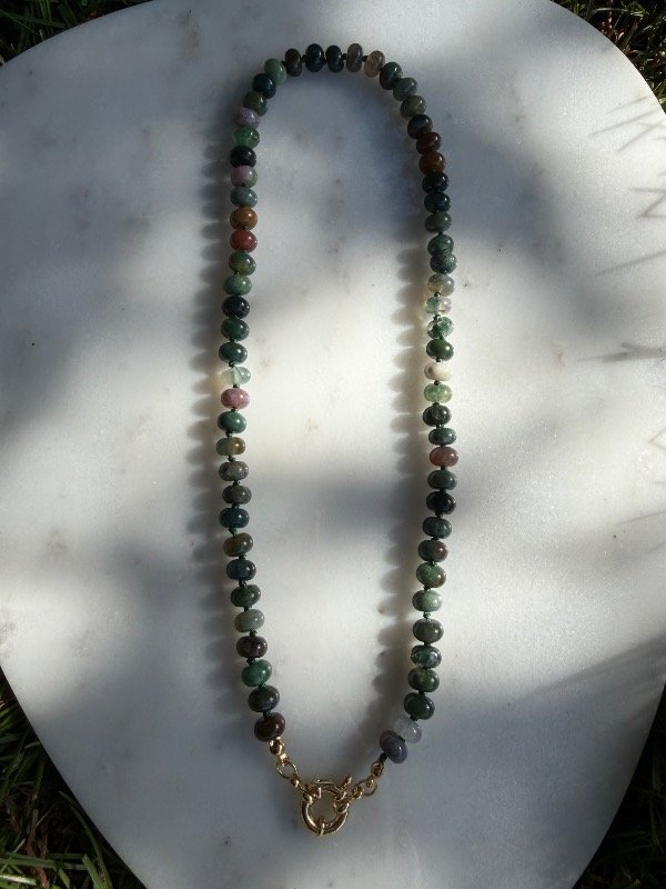 Producto - Collar Agata Musgo y cierre marinero