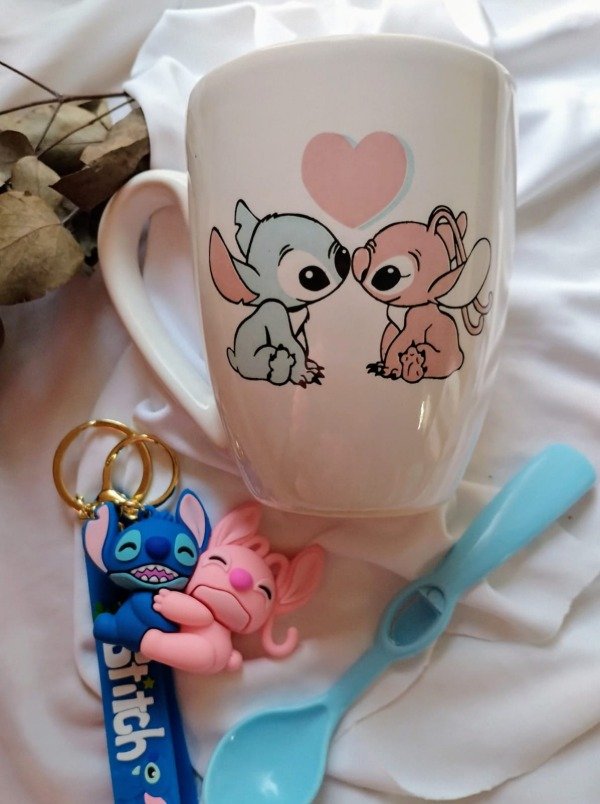 Producto - TAZA Y LLAVERO DE STITCH Y ANGEL