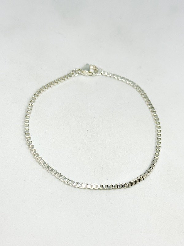 Producto - Pulsera de acero blanco eslabón cuadrado fino
