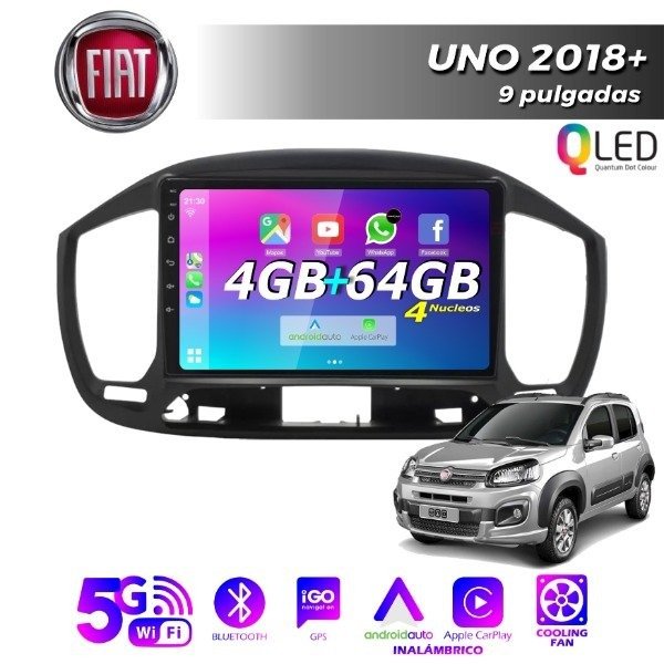 Producto - MULTIMEDIA FIAT UNO 2018+ - 9 PULGADAS CARPLAY Y ANDROID AUTO