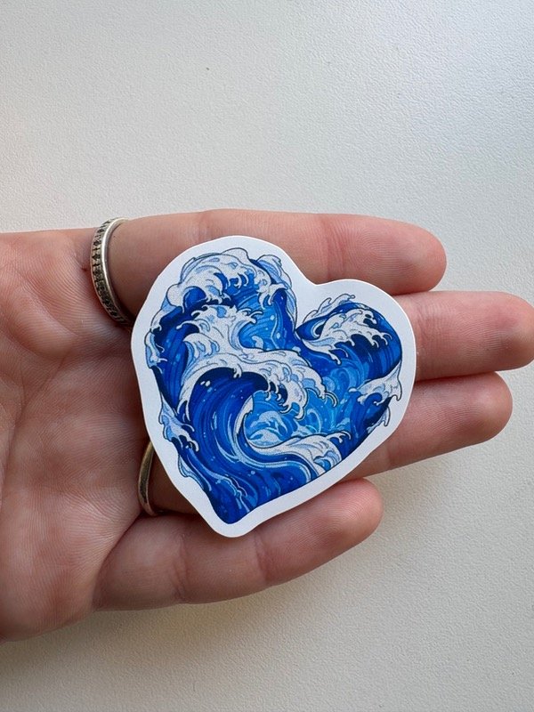 Producto - Sticker corazón olas