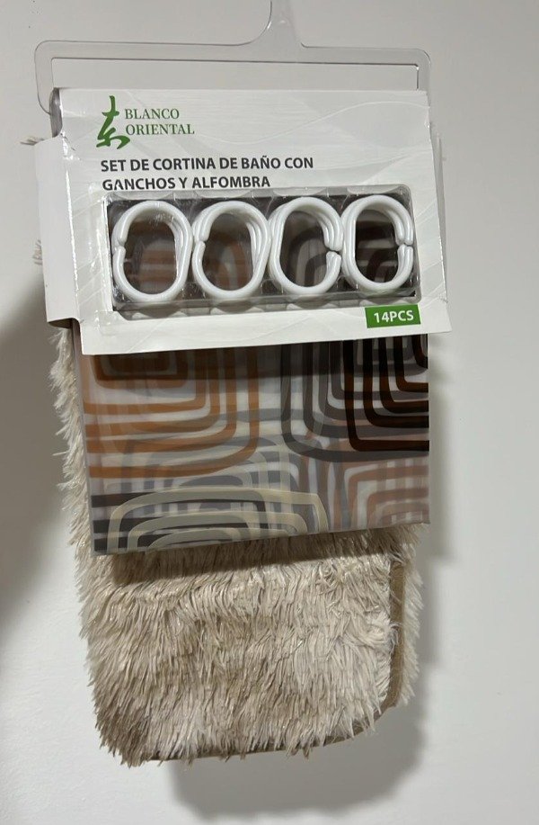 Producto - Set Oriental de Cortina de Baño , ganchos y alfombra - 0