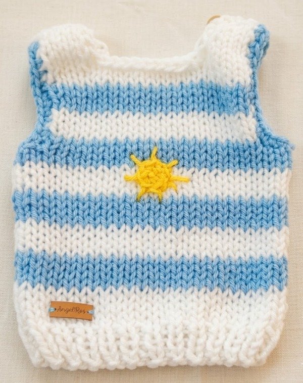 Producto - Chaleco celeste y blanco con sol 0-3 meses