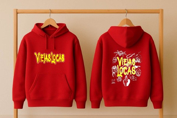 Producto - BUZO CANGURO ROJO VIEJAS LOCAS DIBUJOS