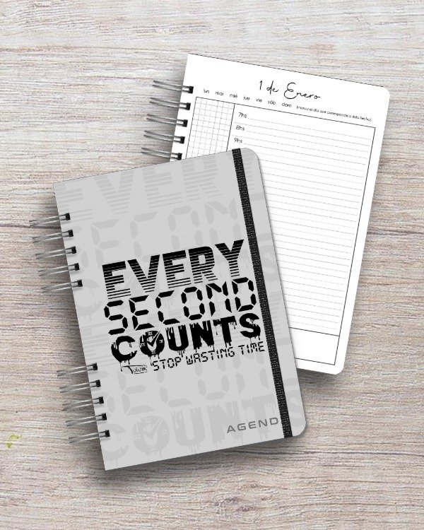 Producto - Agenda Perpetua A5 - 1 día por página - dis. every second counts