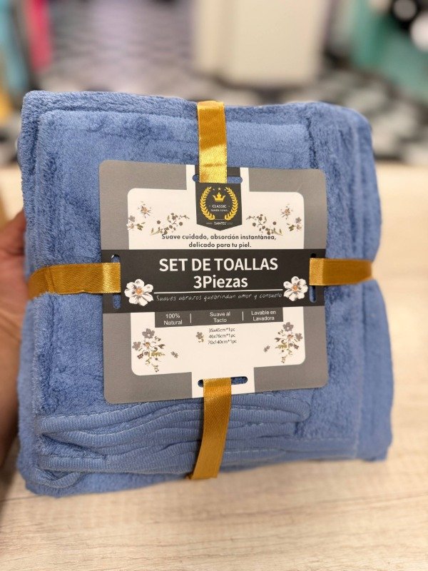 Producto - SET DE TOALLAS 3 PIEZAS SANTEL LISO (MEDIANO)C1