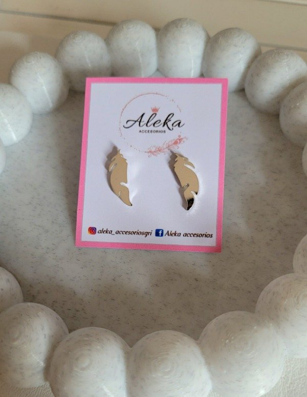 Producto - Aros pluma grande de acero blanco - 2