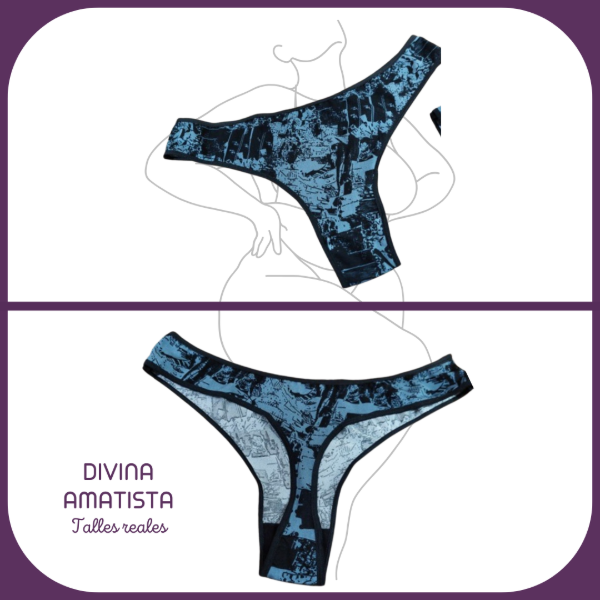 Producto - Cola less lycra estampada manchas gris y negro