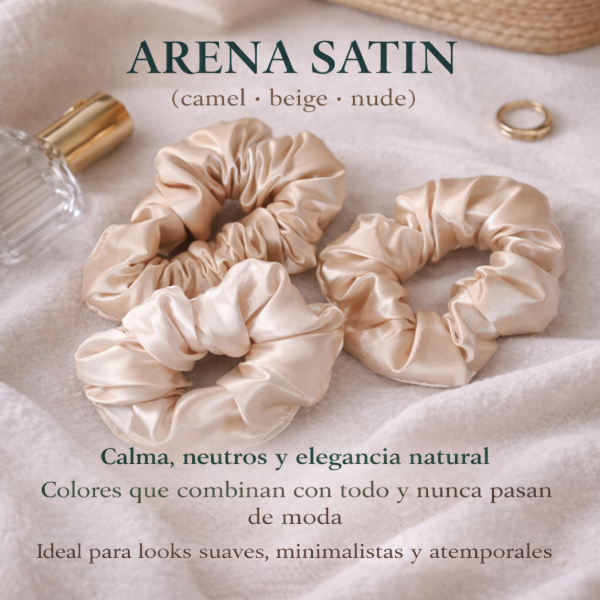 Producto - Scrunchie Satén Seda Antifrizz Antiquiebre Premium Pack X3
