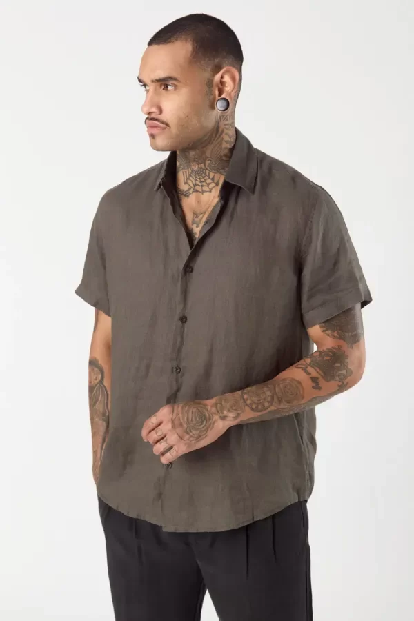 Producto - Camisa de lino Mc Omi Gris Topo Tascani