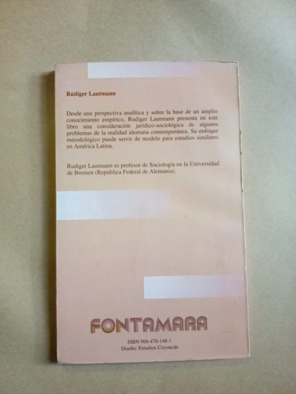 Producto - Sociología y jurisprudencia - Rüdiger Lautman - Fontamara 1991 - 1