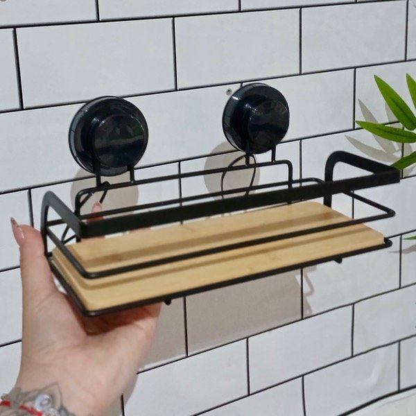 Producto - Organizador De Ducha Madera Con Ventosas Ajustables 4044