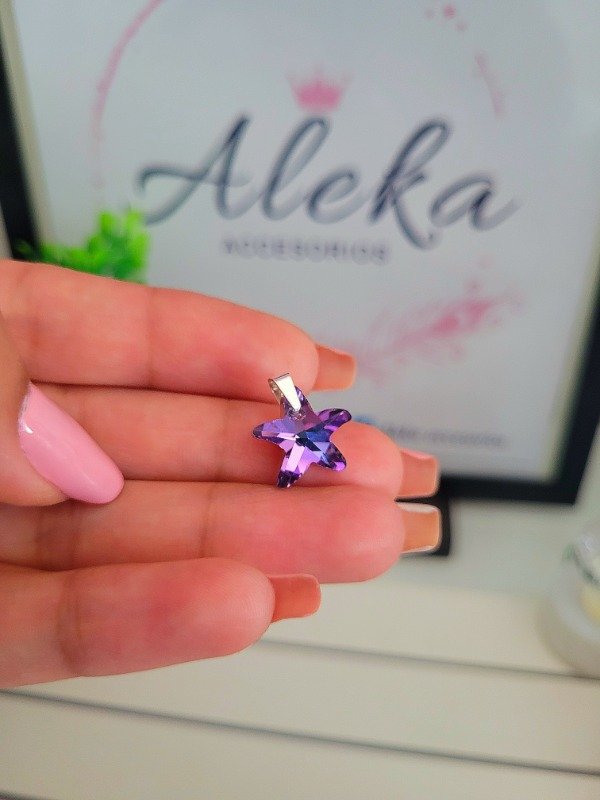 Producto - Dije estrella de mar lila de acero blanco
