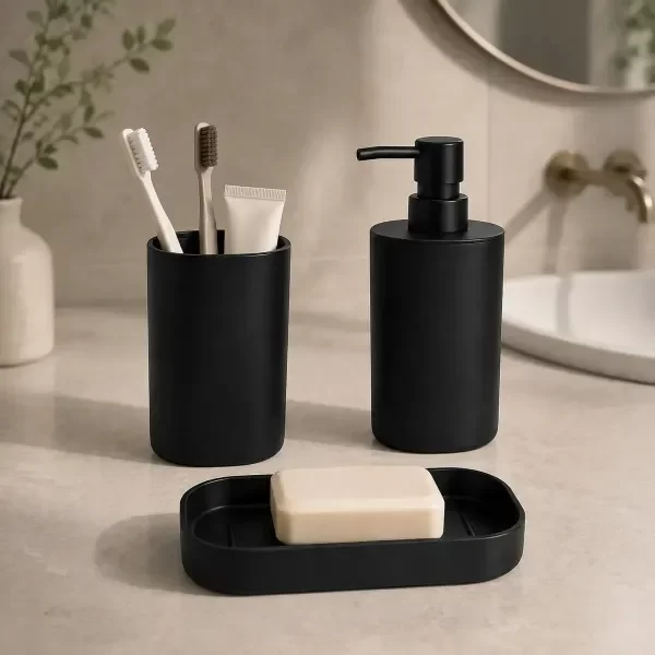 Producto - SET DE BAÑO DE 3 PIEZAS SOLO PLASTICO - 1