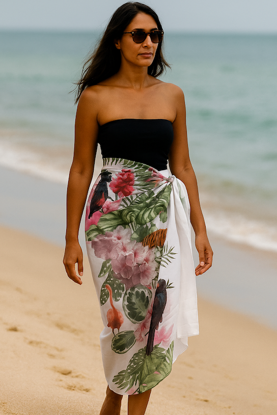 Producto - Pareo gasa jardin del tigre blanco