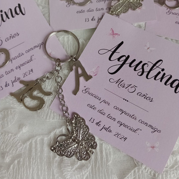Producto - Llavero Mariposa, mas tarjeta personalizada