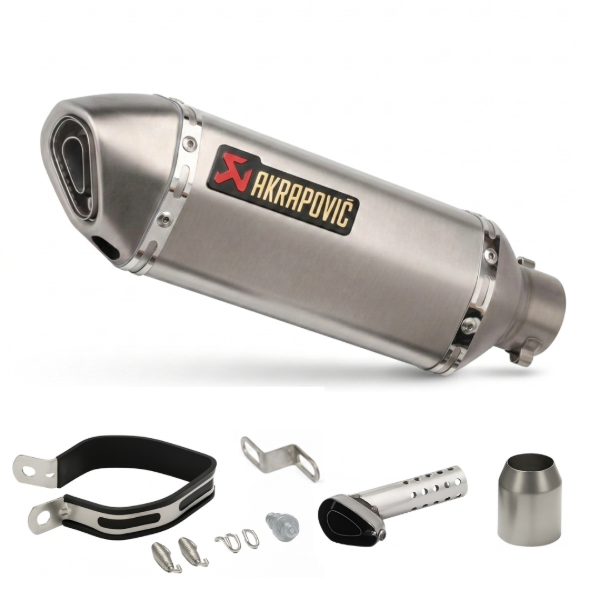 Producto - Escape Silenciador Tipo Akrapovic Mediano Universal Plateado + DB Killer - 0