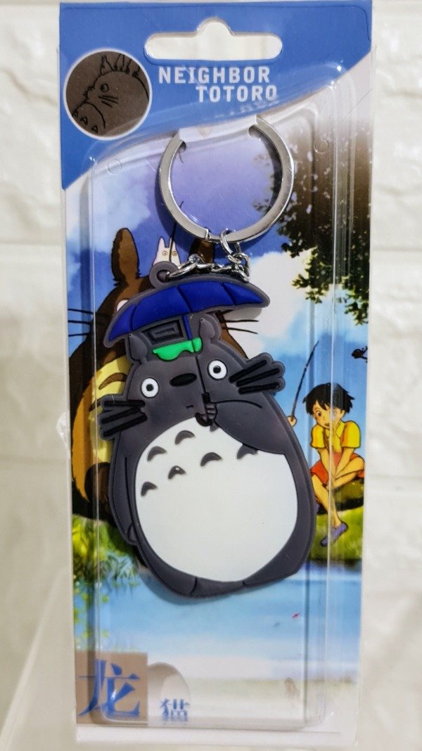 Producto - Llavero Totoro con paraguas goma plano  9 cm
