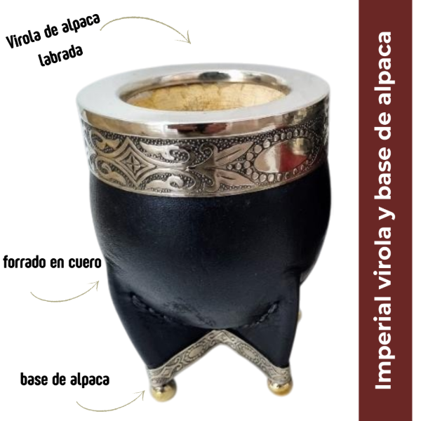 Producto - "Estancia" Mate Imperial base y virola de alpaca labrada