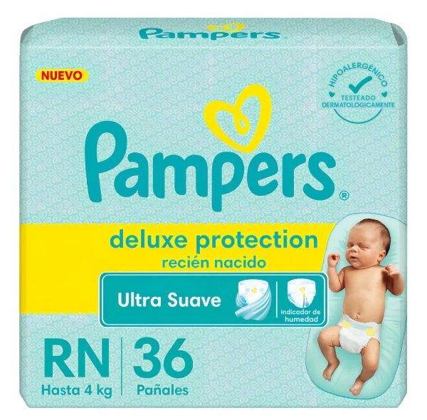 Producto - Pampers Deluxe Protection RN 36un hasta los 4kg