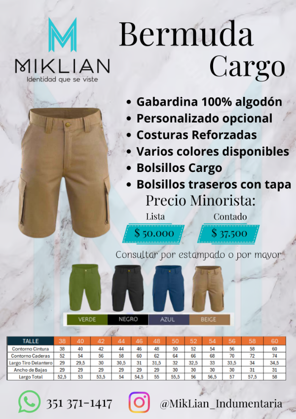 Producto - Bermuda Cargo de Gabardina