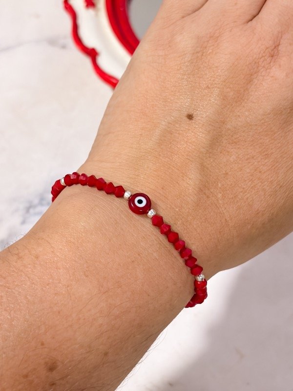 Producto - Pulsera cristales Roja amuleto/ Plata - 0