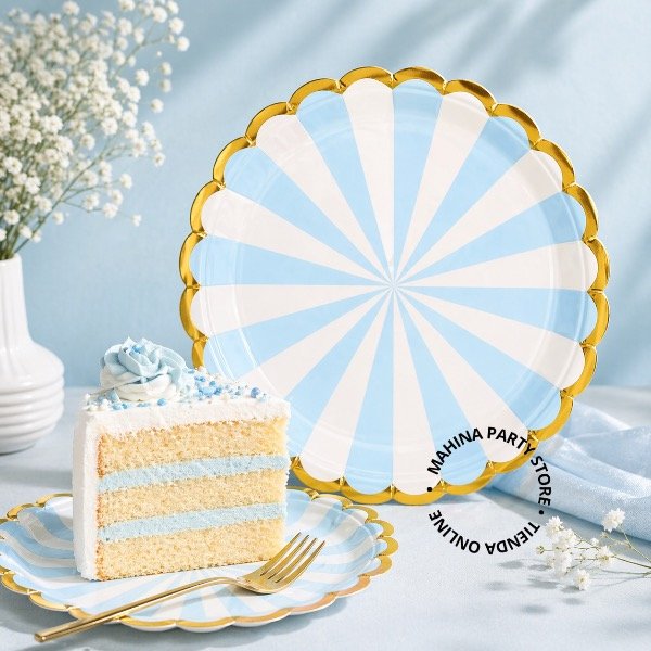 Producto - Platos polipapel ruleta celeste x 10