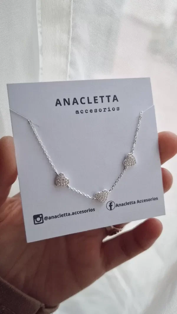 Producto - Pulsera 3 corazon con cubic blanco plata 925