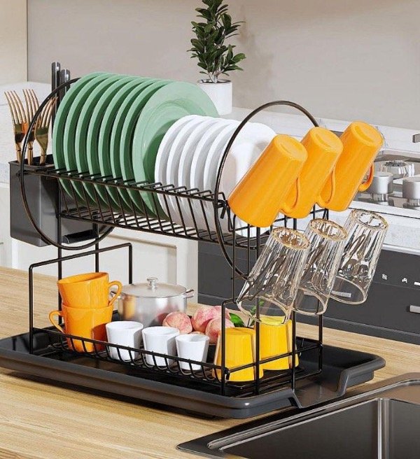 Producto - Escurridor secaplatos 2 niveles alto - 1