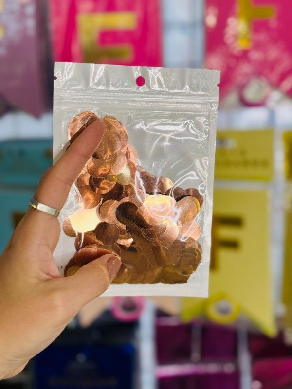 Producto - Confetti círculos rosa gold x10gr