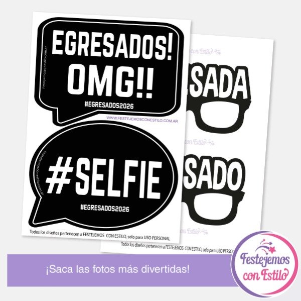 Producto - Photo Props Imprimible Egresados Secundaria Negro y Blanco - 4