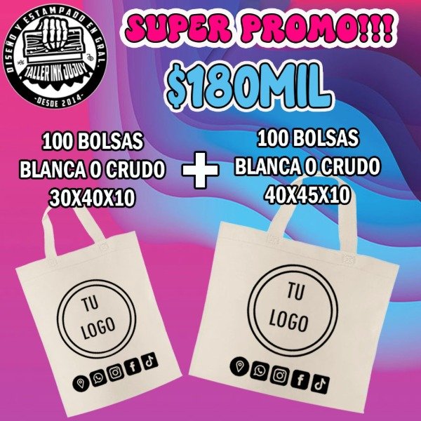 Producto - Combo Ecologico Personalizado- 200 Bolsas con tu logo