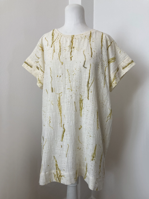 Producto - Túnica de algodón estampada con flores de Rumex - ecoprint