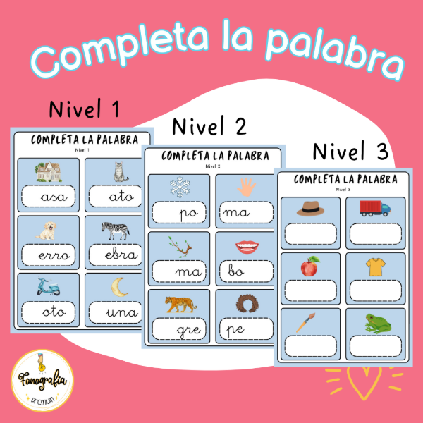 Producto - Completa las palabras (3 niveles de dificultad)