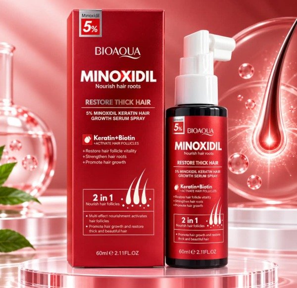 Producto - Spray de Crecimiento Capilar Minoxidil Queratina y Biotina 60 ml