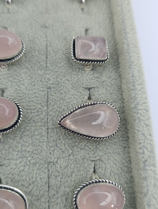 Producto - Anillo de Baño en Plata de piedra cuarzo rosa - 1