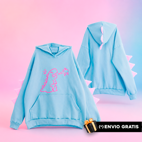 Producto - Buzo Kaiju Celeste Candy Unisex Algodón Moda Harajuku - 0