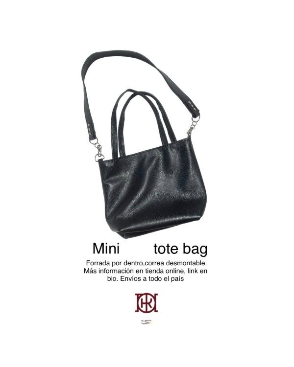 Producto - MINI TOTE BAG DE CUERO NEGRA (PRE ORDER)