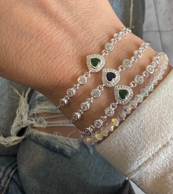 Producto - Pulsera Plata 925 Cubic Corazon Cristal